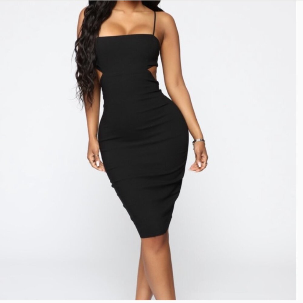 Sana Black Cut Out Midi Dress
